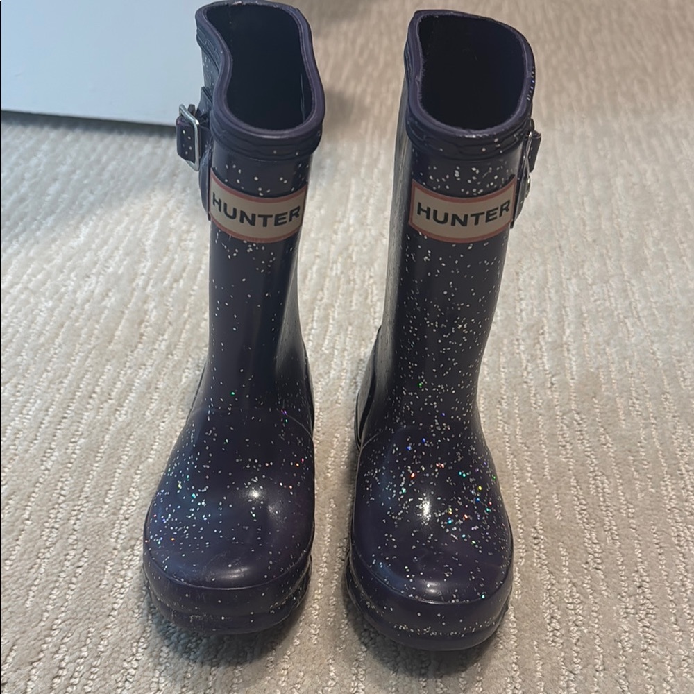 Hunter Purple Rain & Snow Boots with Buckle Detail